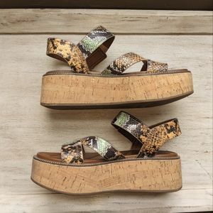 Franco Sarto Faux Snakeskin Platform Sandals Women's Size 8